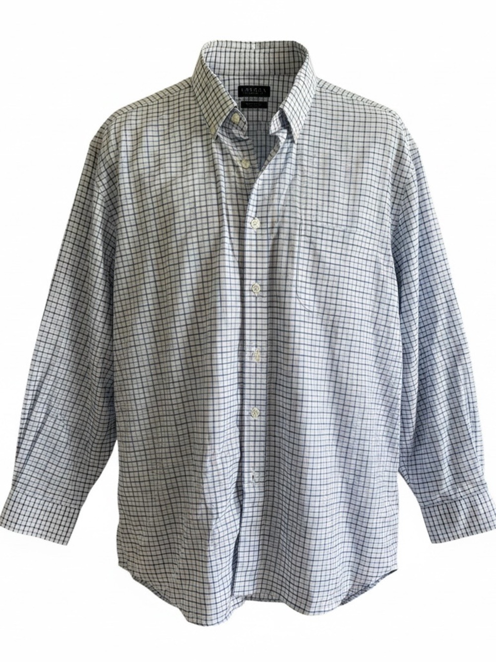 Lauren‎ Ralph Lauren White and Blue Grid-Check Button-Down Shirt